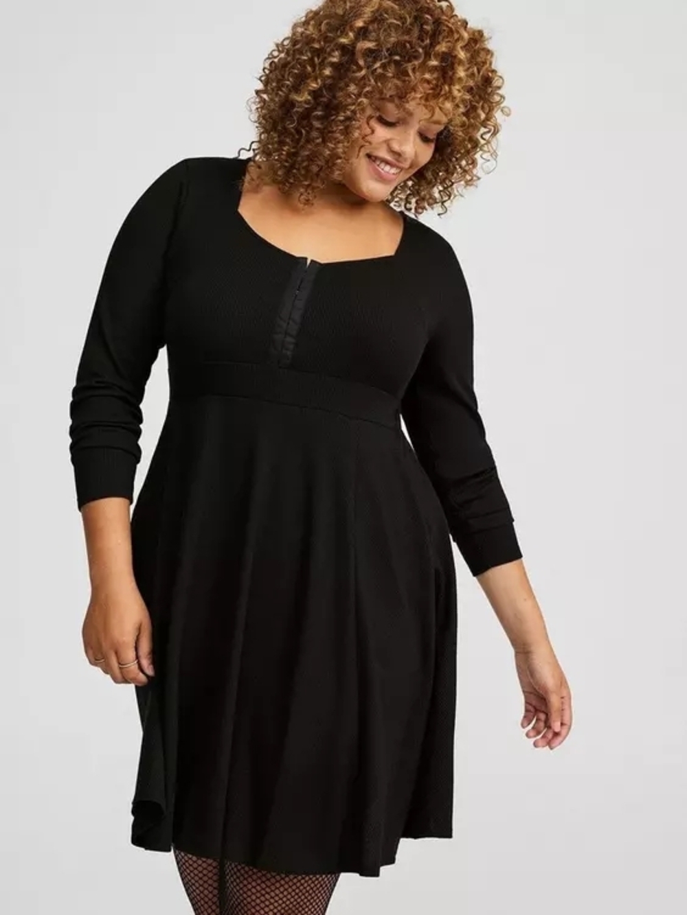 Torrid Black Knit Fit-and-Flare Dress